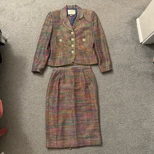 Vintage Rickie Freeman Colorful Blazer and Skirt Suit